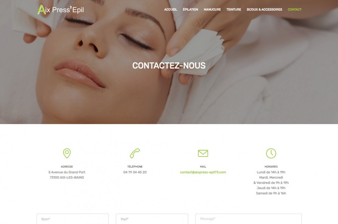 Création de site pour Aix Press'Epil
