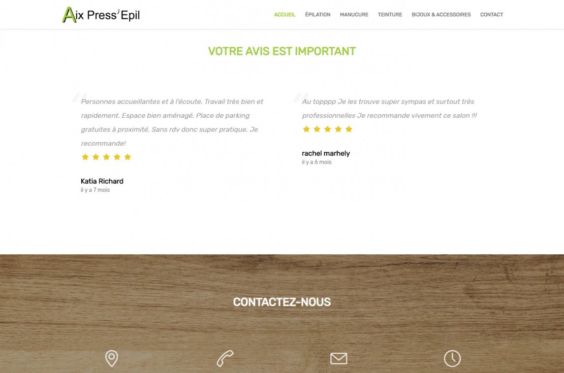 Création de site pour Aix Press'Epil