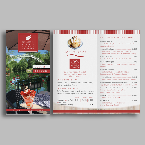 Carte des glaces - Auberge de Savières / C+ Communication