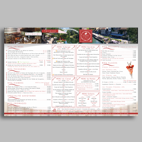 Carte de menu extérieure - Auberge de Savières / C+ Communication