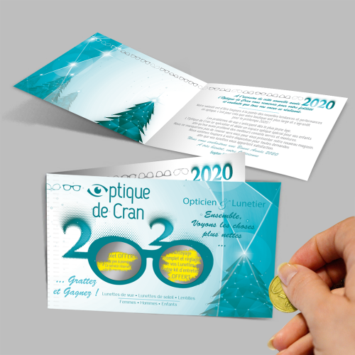 Carte de vœux à gratter - Optique de Cran / C+ Communication