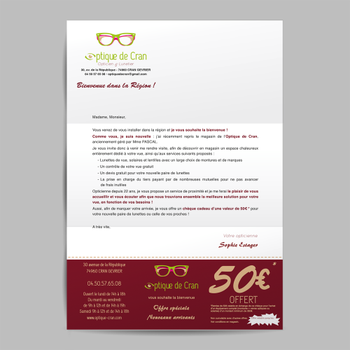 Courrier avec offre promotionnelle - Optique de Cran / C+ Communication