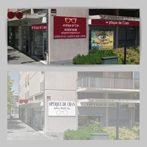 Enseigne avant et après - Optique de Cran / C+ Communication