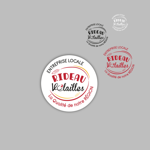 Macaron autocollant 5cm - Rideau Volailles / C+ Communication