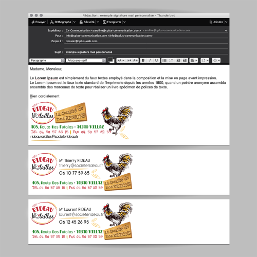 Signatures mail - Rideau Volailles / C+ Communication